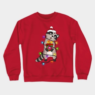 Raccoon Christmas Lights Funny Trash Panda Xmas Gift Crewneck Sweatshirt